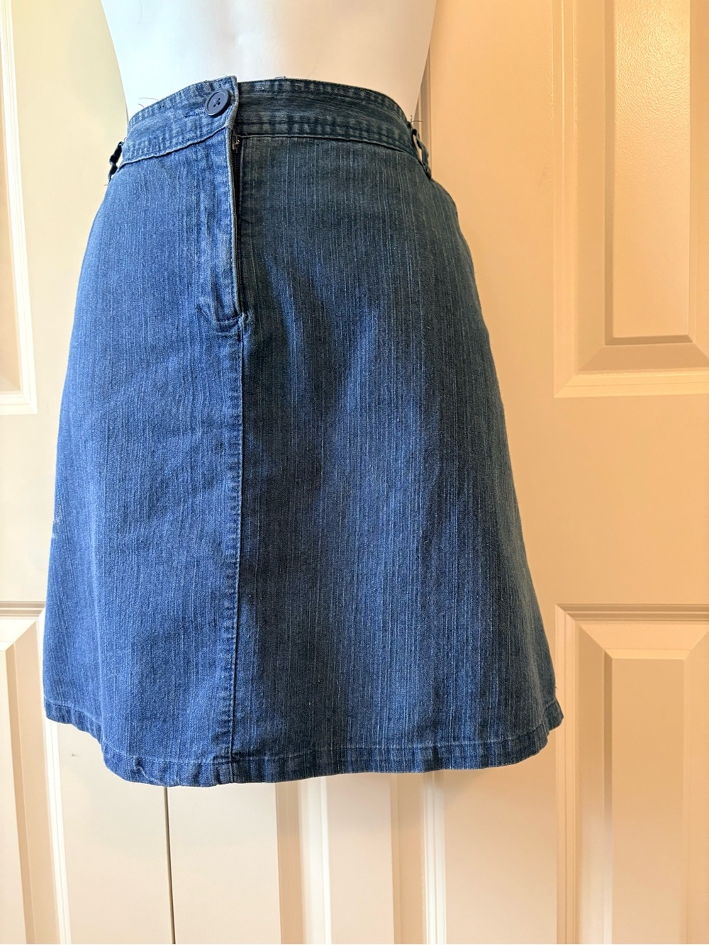 Classic Blue Denim A-Line Skirt, size 8